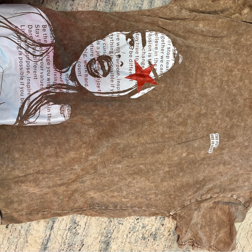 NFINITY Brown Crewneck Tee with Subtle Washed Finish